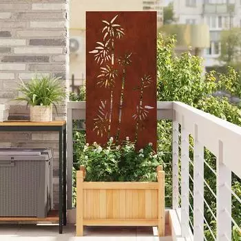 vidaXL Sichtschutz Garten Cortenstahl Blumenmotiv 50x140cm