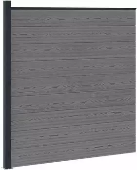 vidaXL Zaunset 175x186cm WPC und Aluminium grau (42039059)