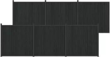 vidaXL Zaunelement 6 Stk. 1055x186,5cm WPC und Aluminium, schwarz (3429488)