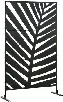 Outsunny Raumtrenner Bananenblattmuster 122x198cm, schwarz (844-633V00BK)