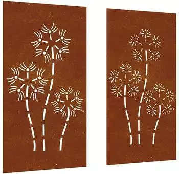 vidaXL Garten-Wanddeko Blumen-Design Cortenstahl 105x55cm, 2er-Set (824487)