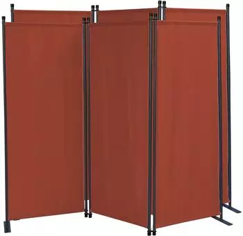 QUICK STAR Paravent 3-teilig, faltbar, rotorange, 170x165cm (47814)