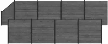 vidaXL Zaun-Set 9-tlg. 1484x186cm WPC und Aluminium grau (3429409)