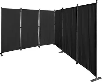 QUICK STAR Paravent 6-teilig 340x165cm, schwarz, faltbar (47838)