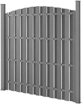 neu.holz Siero Lamellenzaun Rund WPC Sichtschutz 180x(165-180)cm grau (AAWP-991x)