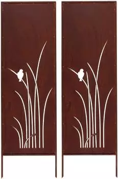 Kapaga Sichtschutzwand Metall Edelrost 160x50cm, 2er-Set