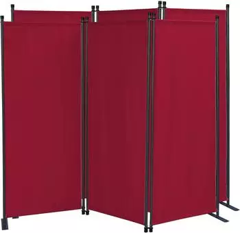QUICK STAR Paravent 3-teilig, Stoff, rubinrot, 170x165cm (2er-Set)