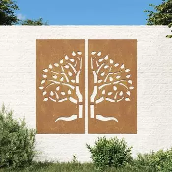 vidaXL Garten-Wanddekoration Baum-Design 105x55cm, 2 Stk. (824510)