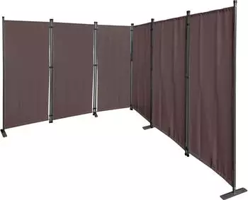 QUICK STAR Paravent 6-teilig 340x165cm, beigegrau, faltbar (47836)