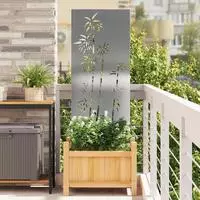 vidaXL Garten Sichtschutz-Leinwand Floral Silber 50 x 140 cm Edelstahl