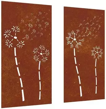 vidaXL Garten-Wanddeko Blumen-Design Cortenstahl 105x55cm, 2-tlg. (824489)