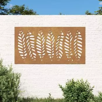vidaXL Garten-Wanddekoration Blattdesign Cortenstahl 105x55cm (824500)
