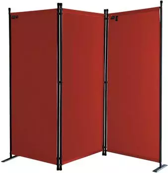QUICK STAR Paravent 3-teilig, 170x165cm, rotorange, faltbar (47707)