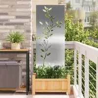 vidaXL Garten Sichtschutz-Leinwand Floral Silber 50 x 140 cm Edelstahl