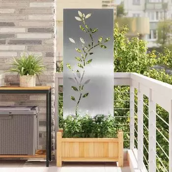 vidaXL Sichtschutz-Leinwand Floral, silber, 50x140cm, Edelstahl (876326)