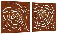 vidaXL 2-tlg. Garten-Wanddeko 55x55 cm Cortenstahl Rosen-Design