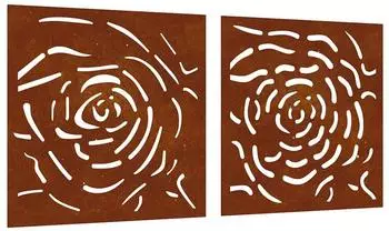 vidaXL Garten-Wanddeko Rosen-Design Cortenstahl 55x55cm, 2-tlg.