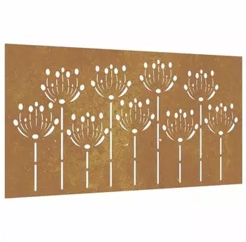 vidaXL Garten-Wanddeko Blumen-Design, Cortenstahl, 105x55cm