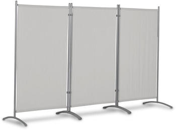 Leco Sonnenschutz/ Windschutz Stellwand 3-teilig mit Stahlrohrgestell 260 x 156 cm lichtgrau