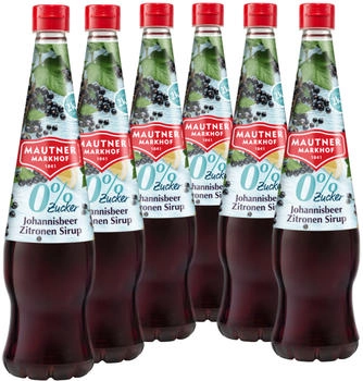 Mautner 0% Zucker Sirup Johannisbeere Zitrone 6x0,7l
