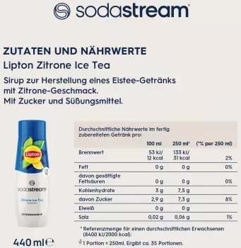 SodaStream Lipton Zitrone Getränkesirup 440ml – SodaStream Lipton Zitrone Getränkesirup 440ml – Dosierbare Geschmacksintensität für Wassersprudler