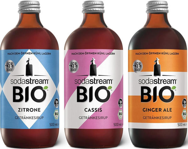 SodaStream Bio Getränkesirup Cassis, Ginger Ale, Zitrone Mix (3x500ml)