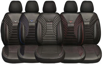 Bremer Sitzbezüge Mercedes C-Klasse W204 S204 Fahrer & Beifahrer ab 2007-2014 2er Pack in Schwarz/Rote Naht (PS802)