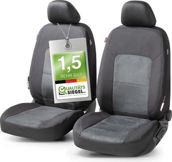 Walser Autositzbezug ZIPP-IT Premium Ellington PKW-Schonbez&uuml;ge f&uuml;r 2 Vordersitze mit Rei&szlig;verschluss-System schwarz/grau