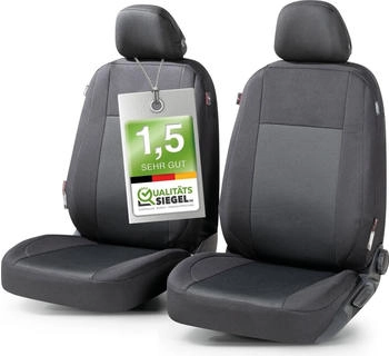 Walser Autositzbezug ZIPP-IT Premium Ardwell PKW-Schonbezüge für 2 Vordersitze mit Reißverschluss-System schwarz/grau