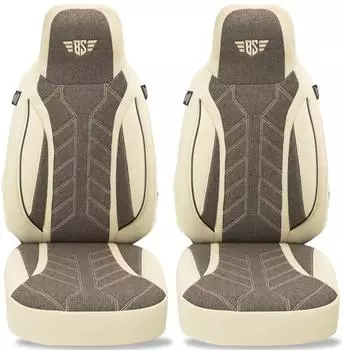 Bremer Sitzbezüge Autositzbezug für Bürstner Campeo (PLKT211) Set Schonbezüge Fahrer und Beifahrer in Beige/Braun Braun