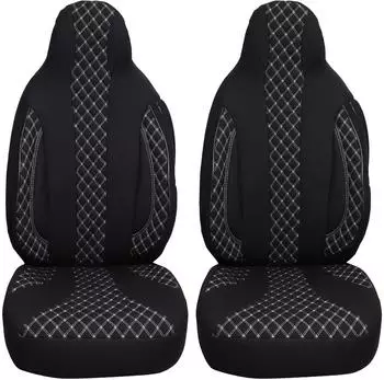 Bremer Sitzbezüge Autositzbezug für Smart Forfour W453 Bj ab 2014 (PL408) Set Schonbezüge Fahrer und Beifahrer in Schwarz/Weiße Naht Weiß
