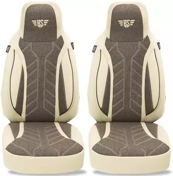 Bremer Sitzbez&uuml;ge Autositzbezug f&uuml;r f&uuml;r La Marca Ducato Jumper Boxer (PLKT211) Set Fahrer und Beifahrer Beige/Braun Braun