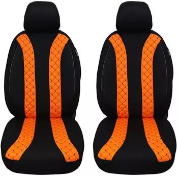 Bremer Sitzbezüge Autositzbezug für VW T7 Multivan Bj ab 2021 (N305) Set Fahrer und Beifahrer Schwarz/Orange Orange