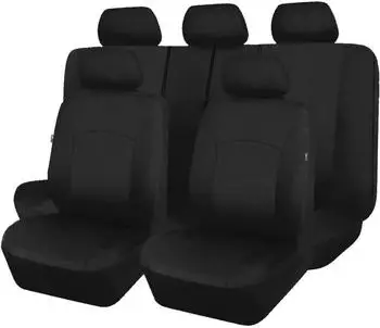 LuxusKollektion Autositzbez&uuml;ge Komplettset, niedriger R&uuml;cken, Polyester, schwarz