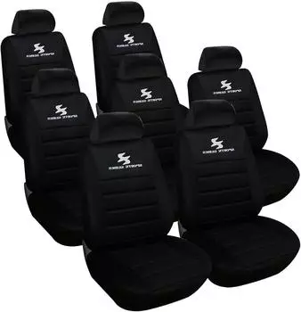 Woltu Sitzbez&uuml;ge Komplettset 7-Sitzer, Polyester, schwarz (AS7254-7)