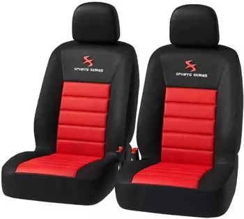 Woltu Sitzbezüge Vordersitze 2er-Set, Polyester, schwarz/rot (AS7257-2)