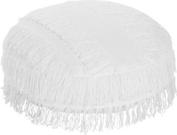 Beliani Pouf mit Fransen ⌀ 50 cm weiß