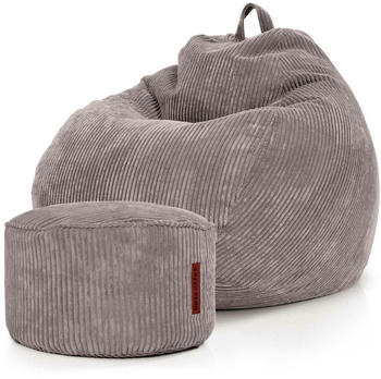 Green Bean 2er Set Indoor XXL Sitzsack + Pouf Scoop+Cord EPS-Perlen Grau