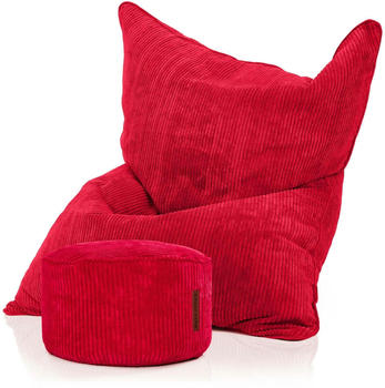 Green Bean XXL Sitzsack Square + Sitzhocker Cordstoff 370 Liter EPS-Perlen Apfelt