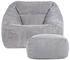 Icon XXL-Sessel Morgan mit Hocker Cord 100x80x88 cm grau