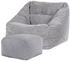 Icon XXL-Sessel Morgan mit Hocker Cord 100x80x88 cm grau
