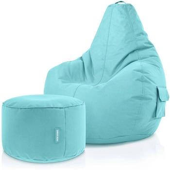 Green Bean Sitzsack Rückenlehne + Hocker Cozy+Stay 80x70x90cm 230L Lounge Chair Aquamarin blau