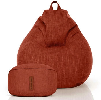Green Bean 2er Set Indoor Sitzsack Home Linen + Hocker Rot