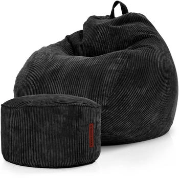 Green Bean 2er Set Indoor XXL Sitzsack + Pouf Scoop+Cord EPS-Perlen Schwarz