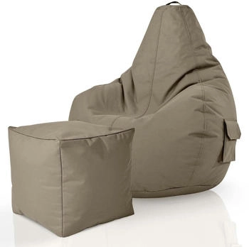 Green Bean 2er Set Sitzsack + Hocker Cozy+Cube- PoufKhaki