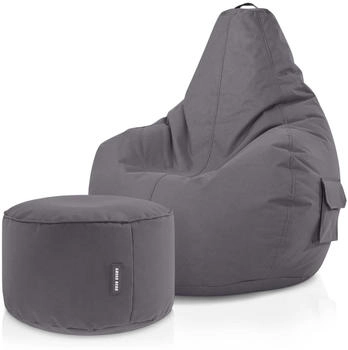 Green Bean Sitzsack Rückenlehne + Hocker Cozy+Stay 80x70x90cm 230L Lounge Chair Anthrazit