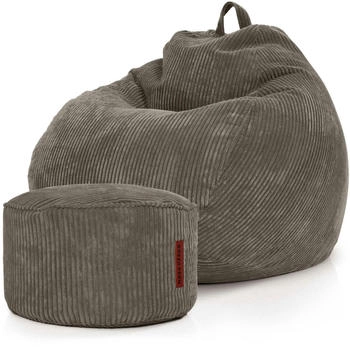 Green Bean 2er Set Indoor XXL Sitzsack + Pouf Scoop+Cord EPS-Perlen Anthrazit