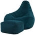 Icon Sitzsack Sessel mit Liege Cord Dalton mit Hocker blaugrün