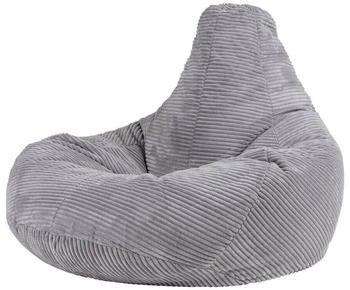 Icon Sitzsack Sessel mit Liege Cord Dalton hellgrau