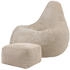 Icon Sitzsack Sessel mit Liege Cord Dalton mit Hocker beige